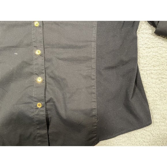 Jones New York Sport Woman Black Button Collared Shirt Stretch Roll Tab Size 1X - Picture 5 of 9
